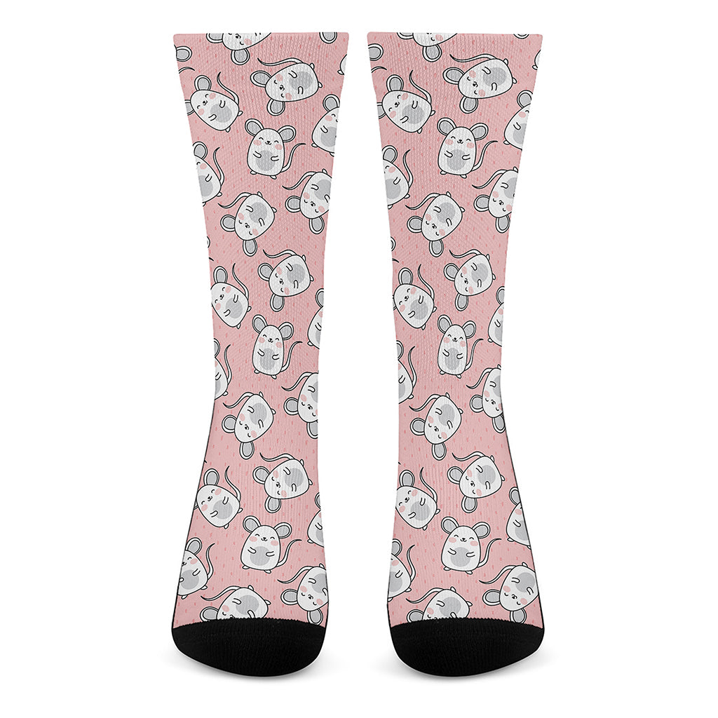 Cute Rat Pattern Print Crew Socks