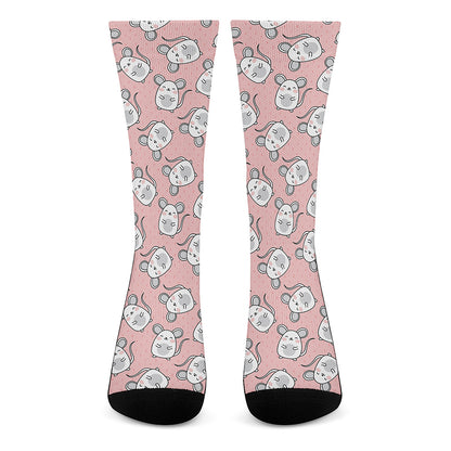 Cute Rat Pattern Print Crew Socks