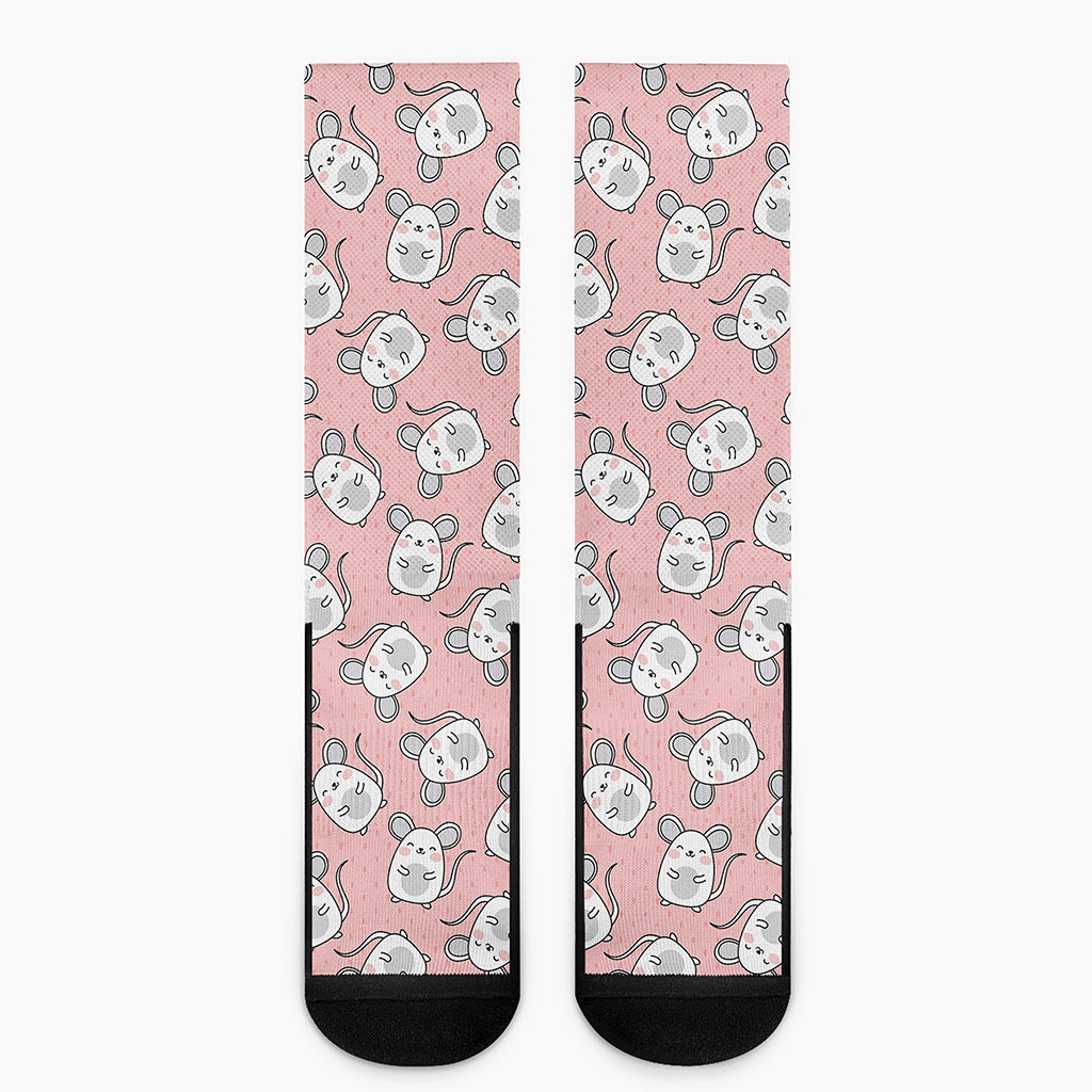 Cute Rat Pattern Print Crew Socks