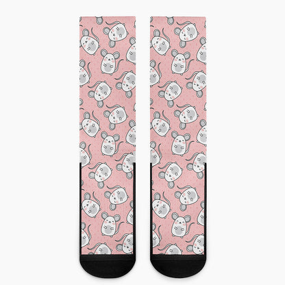 Cute Rat Pattern Print Crew Socks