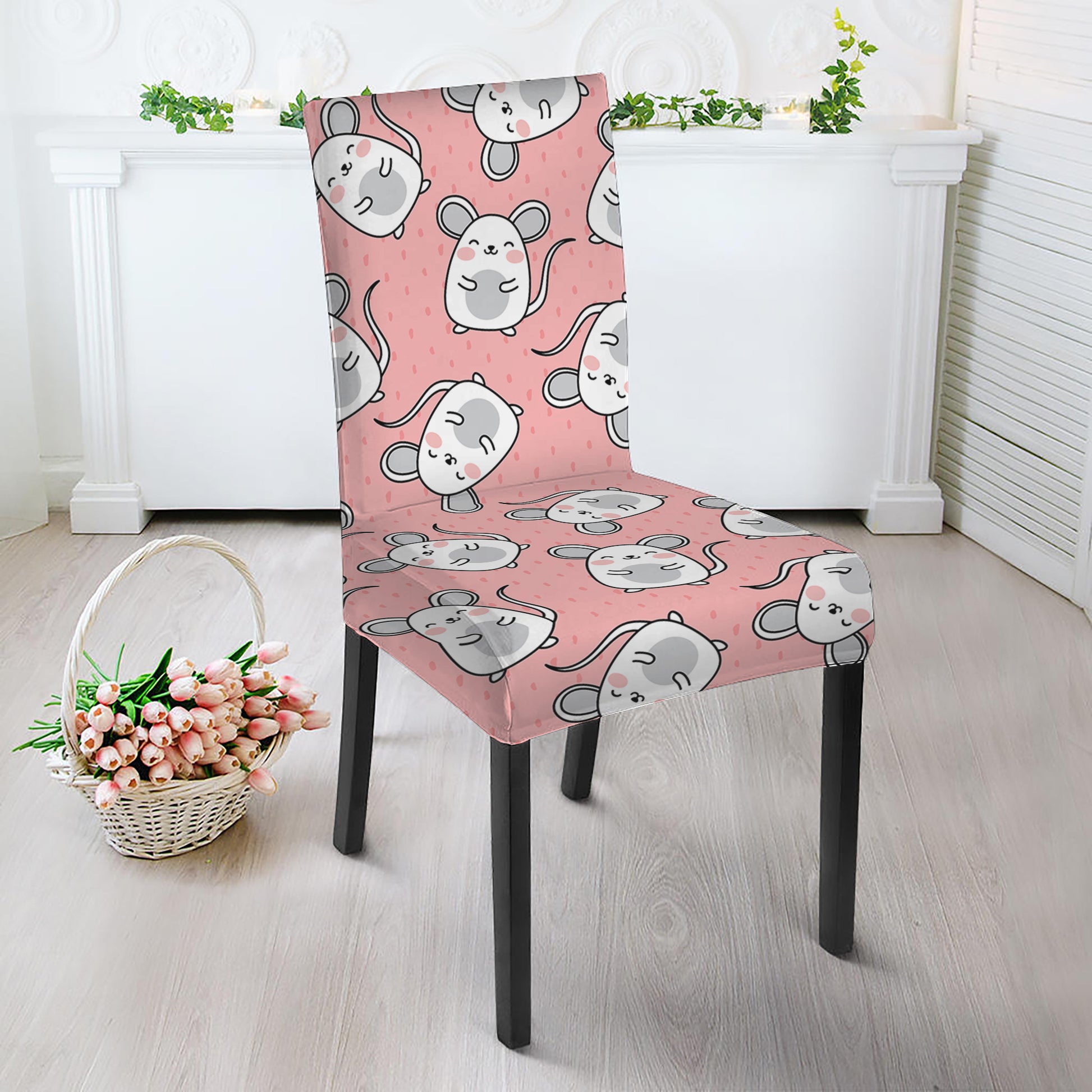 Cute Rat Pattern Print Dining Chair Slipcover