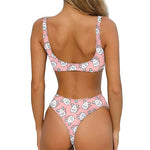 Cute Rat Pattern Print Front Bow Tie Bikini