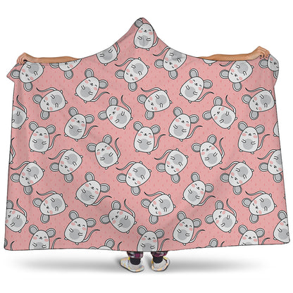 Cute Rat Pattern Print Hooded Blanket