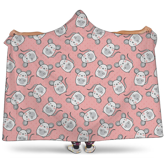 Cute Rat Pattern Print Hooded Blanket
