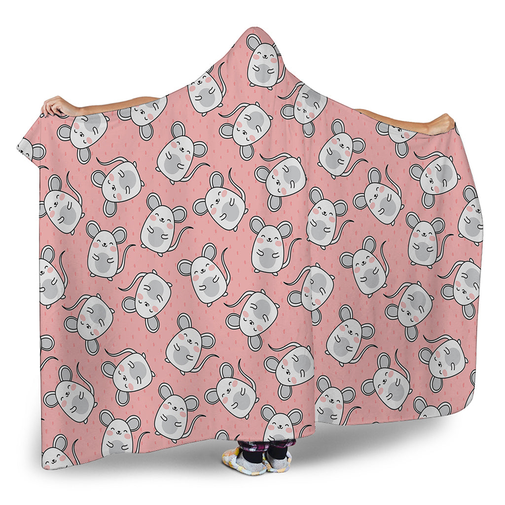 Cute Rat Pattern Print Hooded Blanket