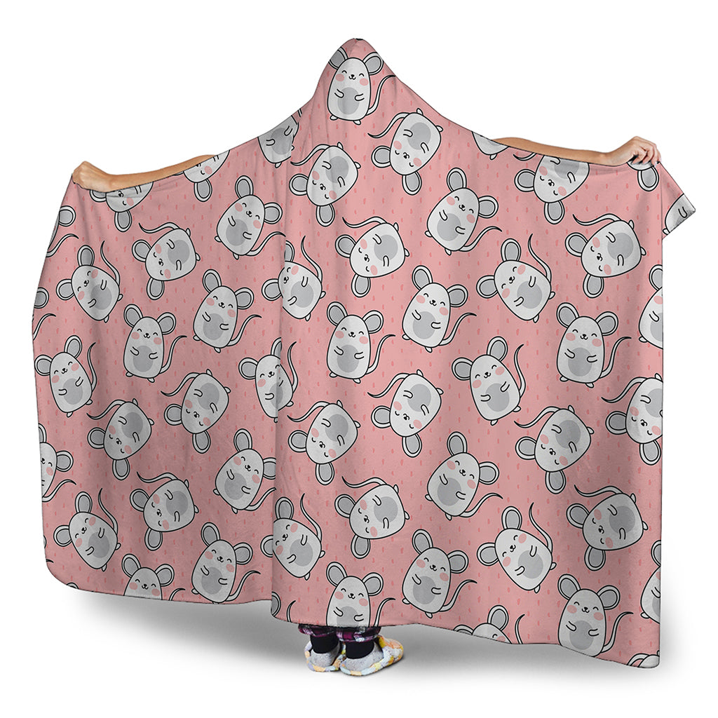 Cute Rat Pattern Print Hooded Blanket