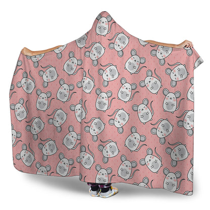 Cute Rat Pattern Print Hooded Blanket
