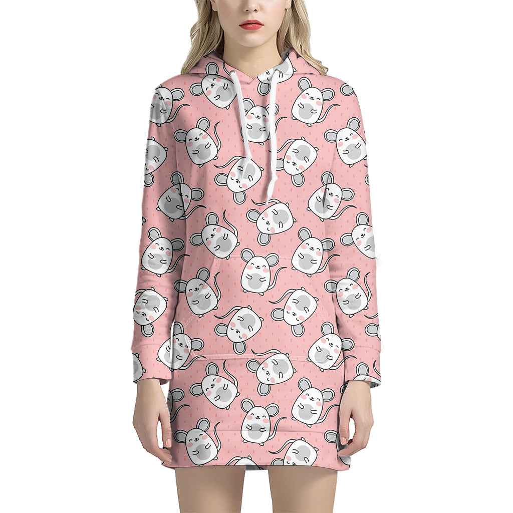 Cute Rat Pattern Print Hoodie Dress