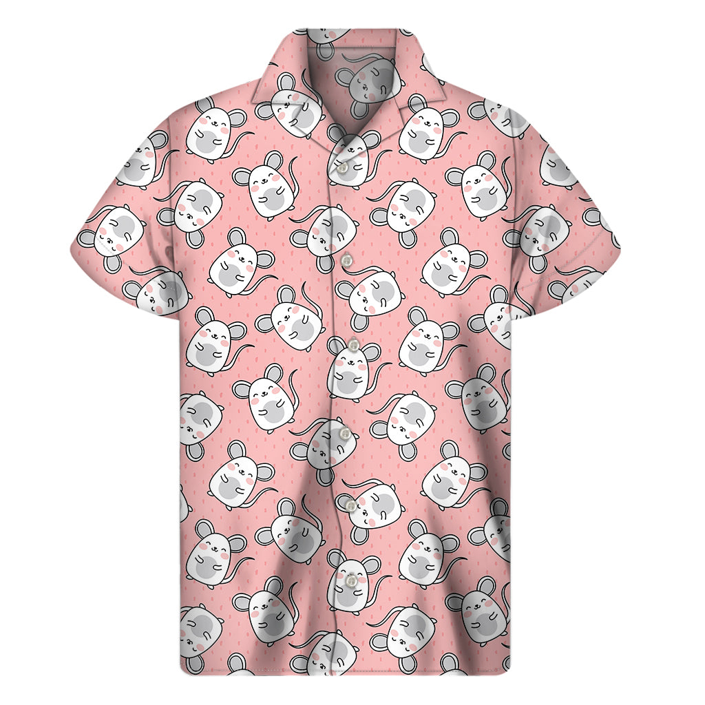 Cute Rat Pattern Print Men's Short Sleeve Shirt