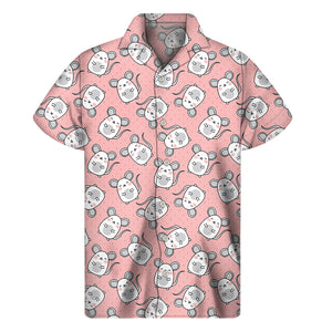 Cute Rat Pattern Print Men's Short Sleeve Shirt