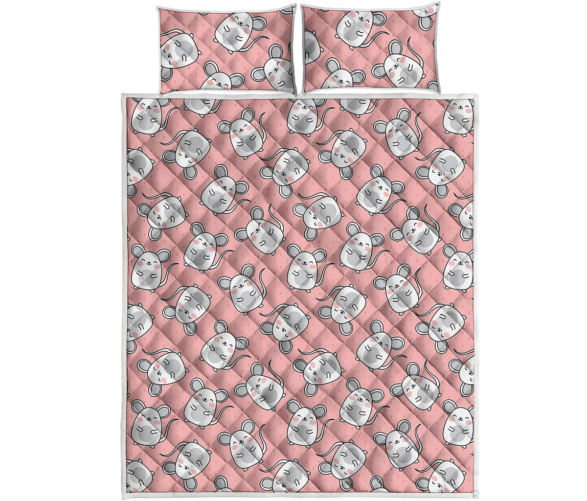 Cute Rat Pattern Print Quilt Bed Set
