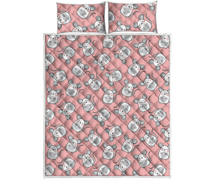 Cute Rat Pattern Print Quilt Bed Set