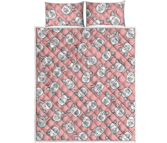 Cute Rat Pattern Print Quilt Bed Set