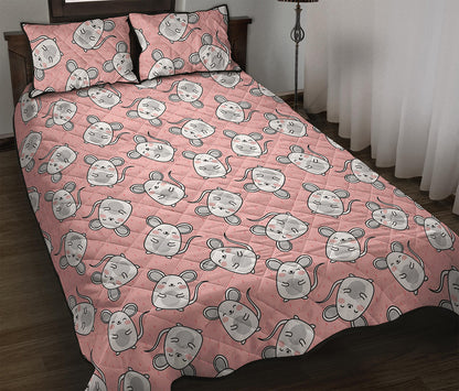 Cute Rat Pattern Print Quilt Bed Set