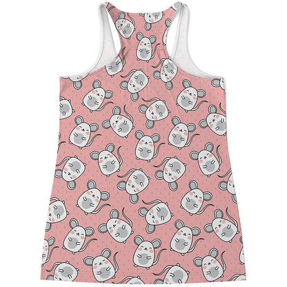 Cute Rat Pattern Print Women's Racerback Tank Top