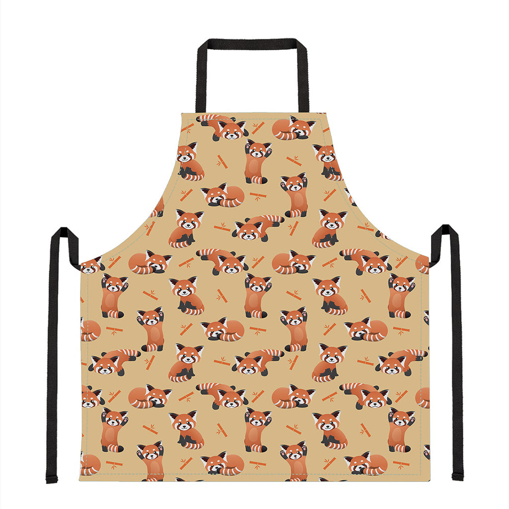 Cute Red Panda And Bamboo Pattern Print Apron