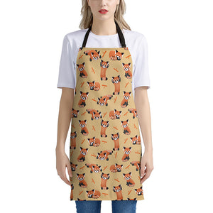 Cute Red Panda And Bamboo Pattern Print Apron