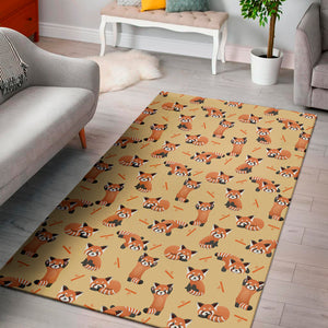 Cute Red Panda And Bamboo Pattern Print Area Rug