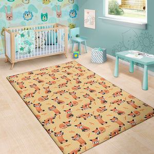 Cute Red Panda And Bamboo Pattern Print Area Rug