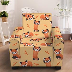 Cute Red Panda And Bamboo Pattern Print Armchair Slipcover