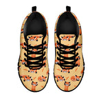 Cute Red Panda And Bamboo Pattern Print Black Sneakers