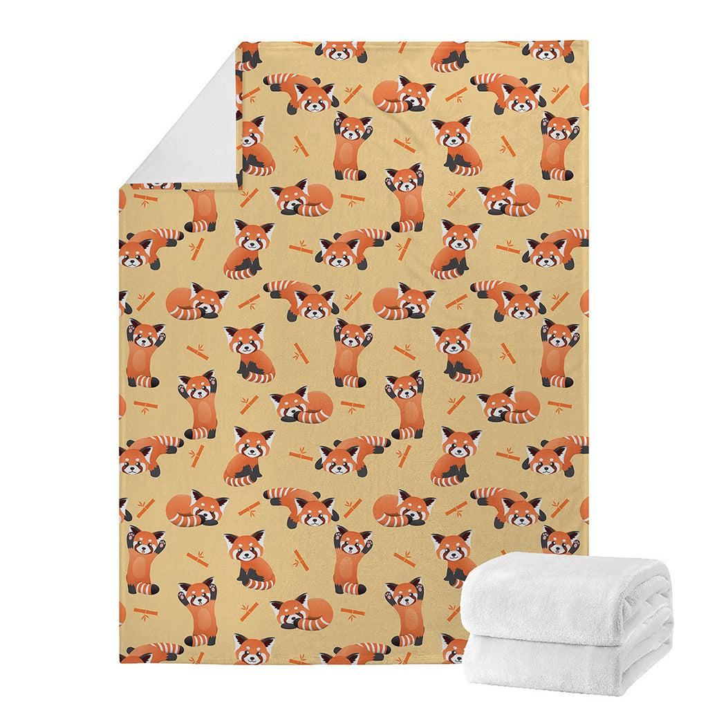 Cute Red Panda And Bamboo Pattern Print Blanket