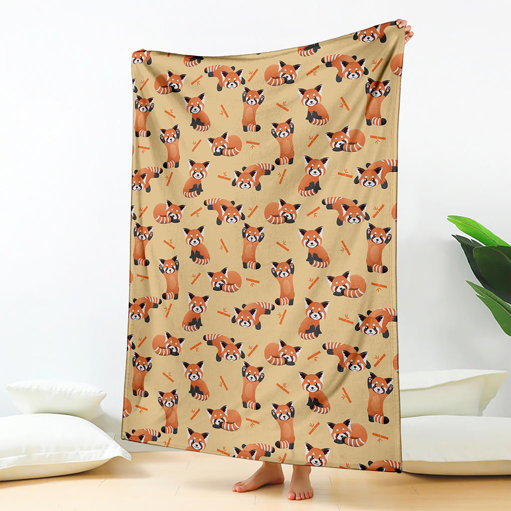 Cute Red Panda And Bamboo Pattern Print Blanket