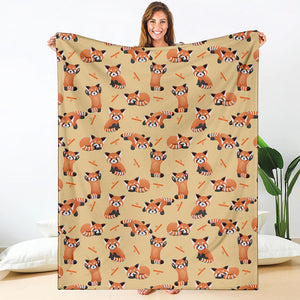 Cute Red Panda And Bamboo Pattern Print Blanket
