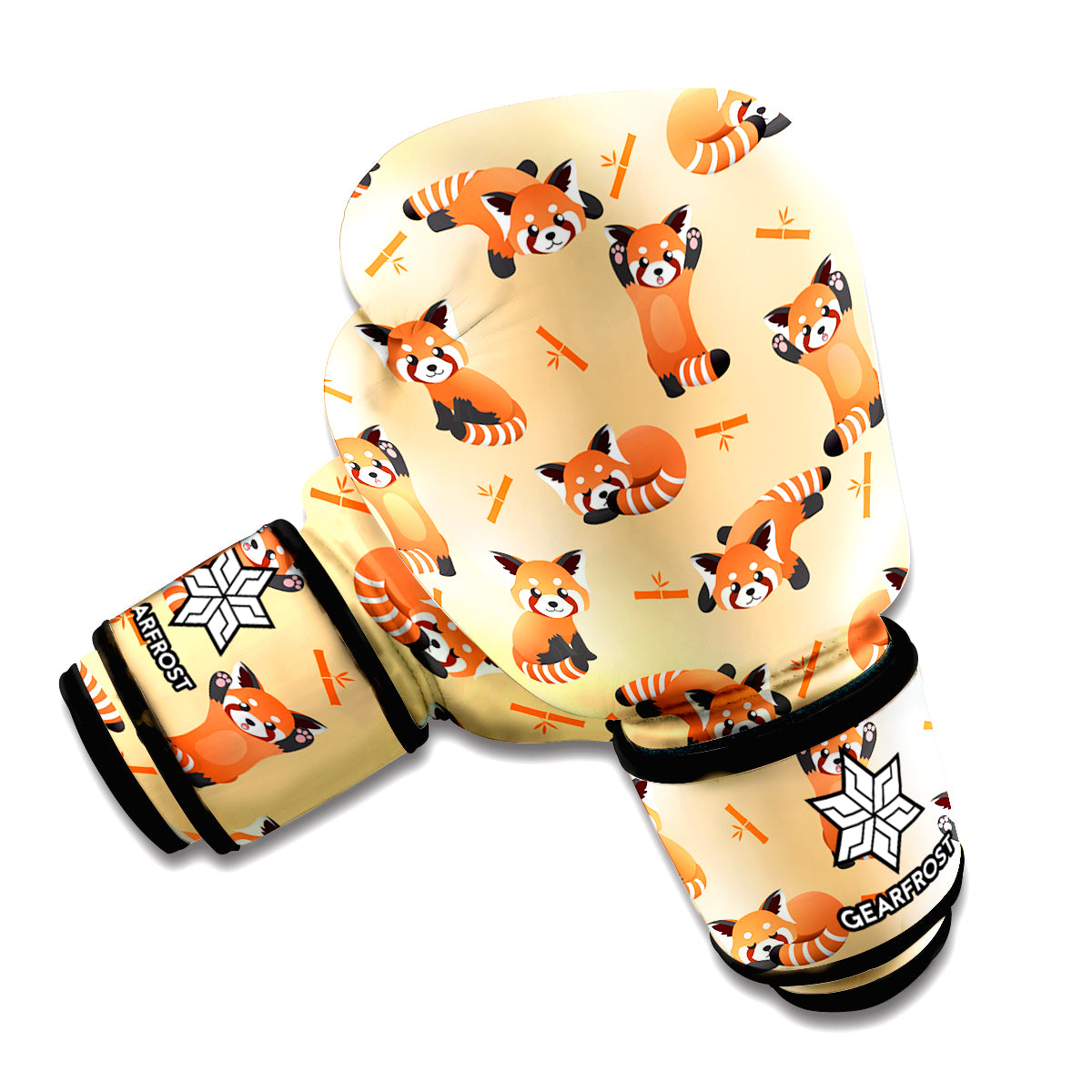 Cute Red Panda And Bamboo Pattern Print Boxing Gloves