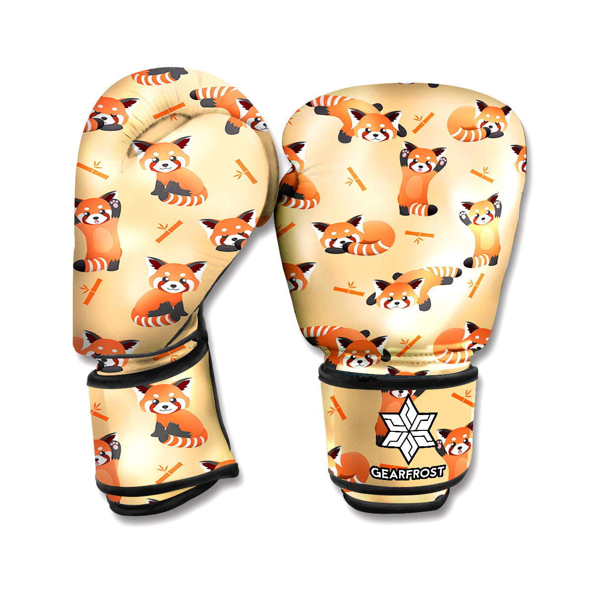 Cute Red Panda And Bamboo Pattern Print Boxing Gloves