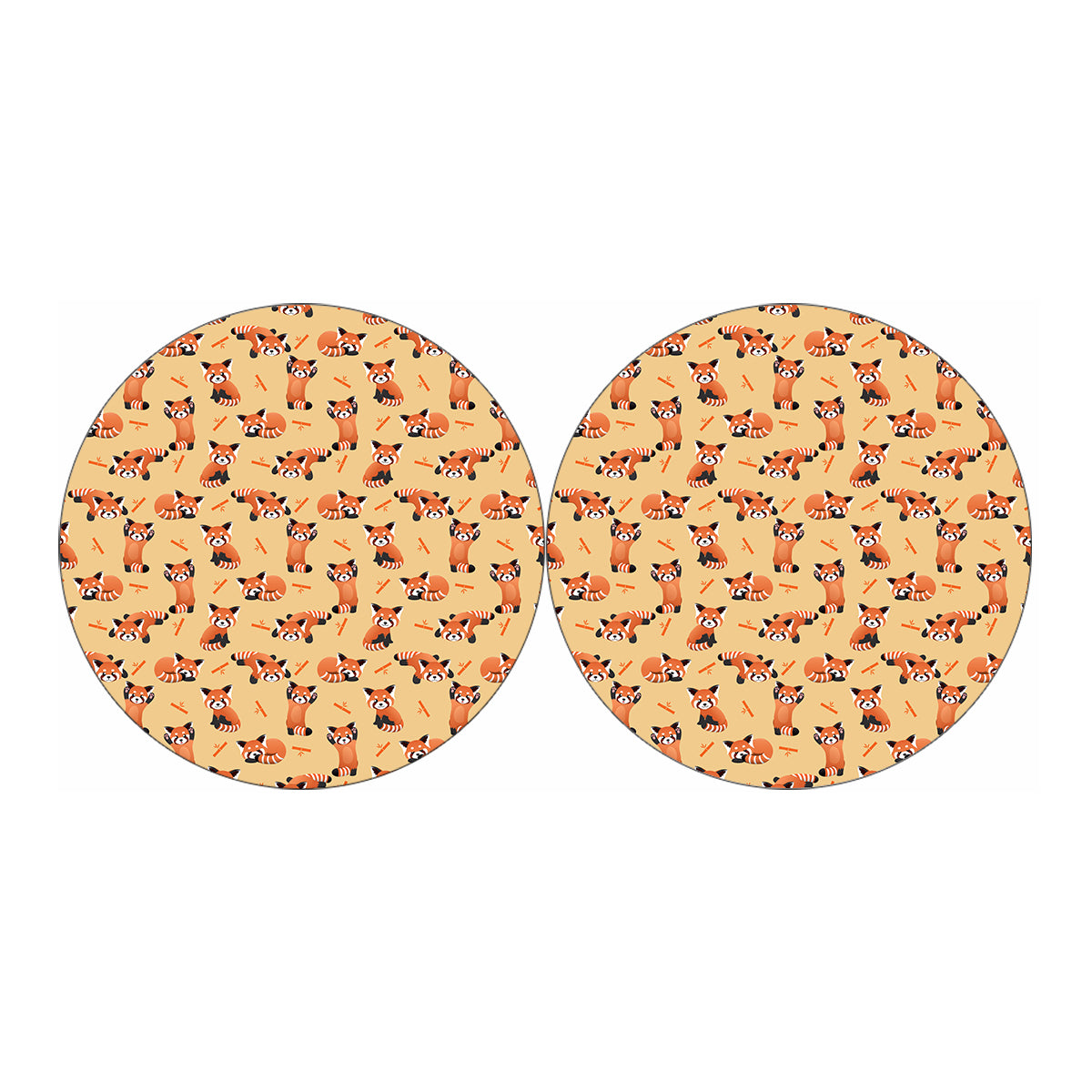 Cute Red Panda And Bamboo Pattern Print Car Coasters