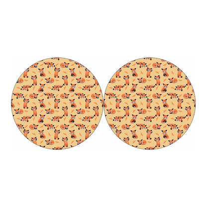 Cute Red Panda And Bamboo Pattern Print Car Coasters