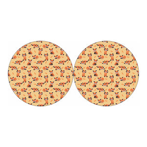 Cute Red Panda And Bamboo Pattern Print Car Coasters