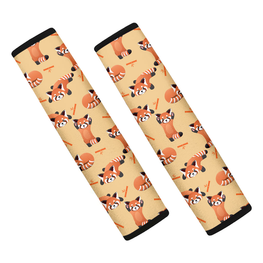 Cute Red Panda And Bamboo Pattern Print Car Seat Belt Covers