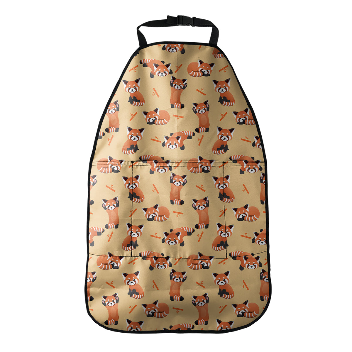 Cute Red Panda And Bamboo Pattern Print Car Seat Organizers