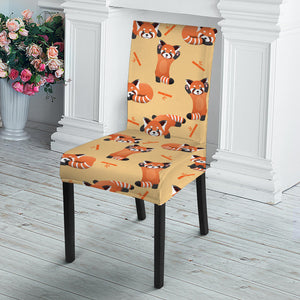 Cute Red Panda And Bamboo Pattern Print Dining Chair Slipcover