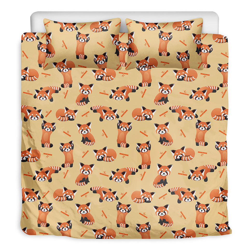 Cute Red Panda And Bamboo Pattern Print Duvet Cover Bedding Set