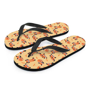 Cute Red Panda And Bamboo Pattern Print Flip Flops