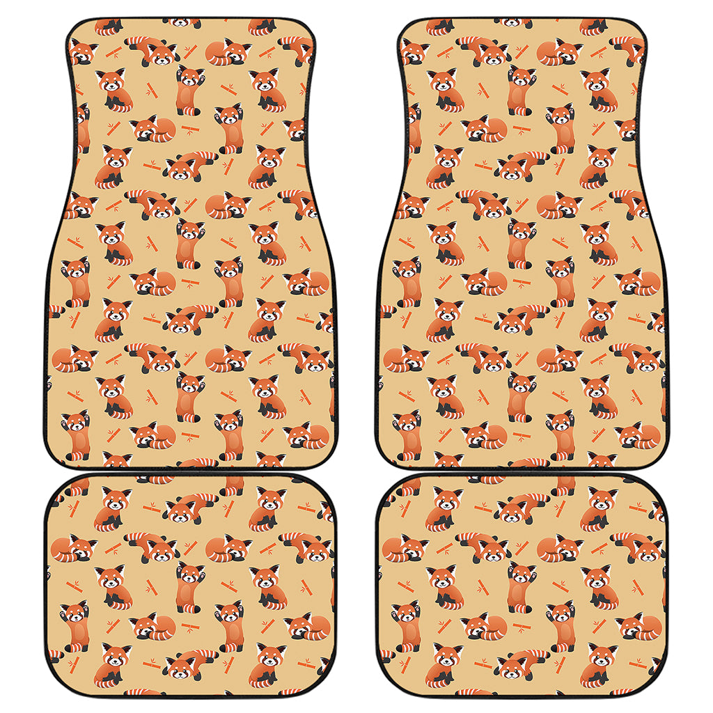 Cute Red Panda And Bamboo Pattern Print Front and Back Car Floor Mats