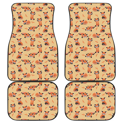 Cute Red Panda And Bamboo Pattern Print Front and Back Car Floor Mats