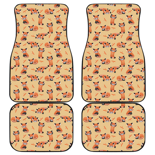 Cute Red Panda And Bamboo Pattern Print Front and Back Car Floor Mats