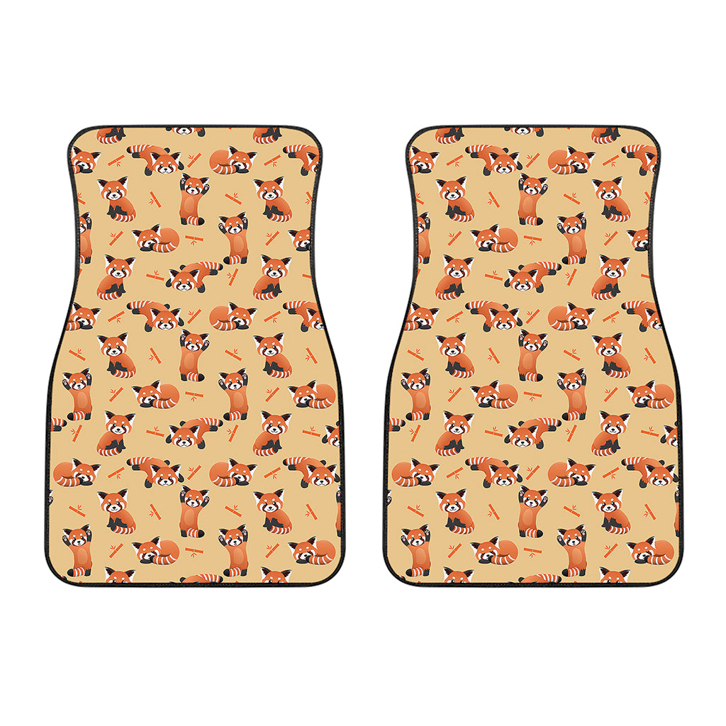 Cute Red Panda And Bamboo Pattern Print Front Car Floor Mats