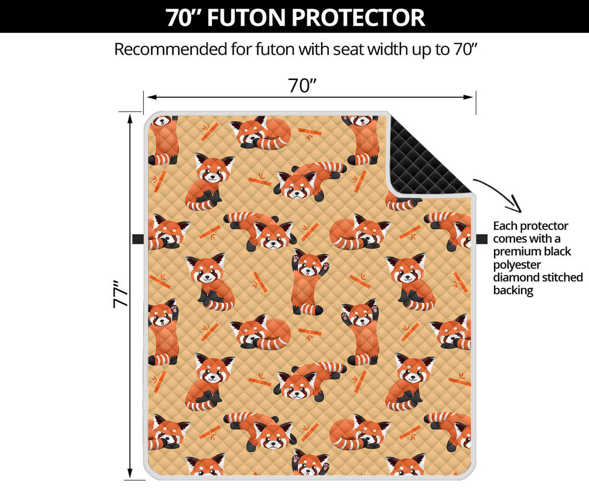 Cute Red Panda And Bamboo Pattern Print Futon Protector