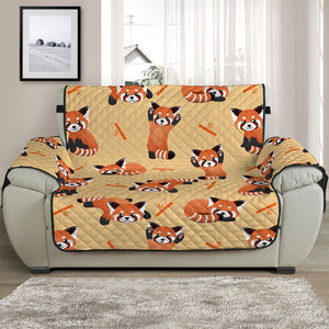 Cute Red Panda And Bamboo Pattern Print Half Sofa Protector