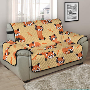 Cute Red Panda And Bamboo Pattern Print Half Sofa Protector