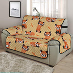 Cute Red Panda And Bamboo Pattern Print Half Sofa Protector