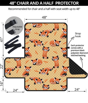 Cute Red Panda And Bamboo Pattern Print Half Sofa Protector