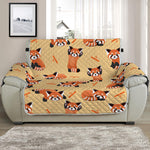 Cute Red Panda And Bamboo Pattern Print Half Sofa Protector