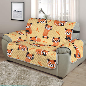 Cute Red Panda And Bamboo Pattern Print Half Sofa Protector