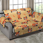 Cute Red Panda And Bamboo Pattern Print Loveseat Protector